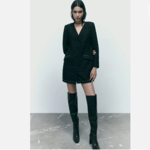 Zara textured studded blazer jacket new - Picture 3 of 7